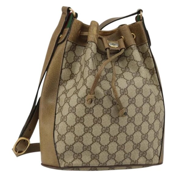 Gucci Handbags - GUCCI GG Supreme Web Sherry Line Shoulder Bag PVC Beige 14 02 034 Auth 143349